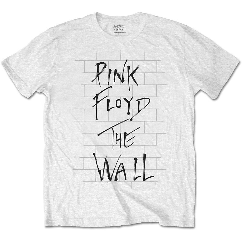 Pink Floyd (The Wall Wall & Logo) White Unisex T-Shirt - The Musicstore UK