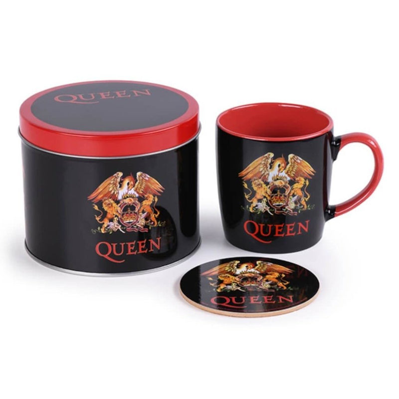 Queen (Logo) Mug & Coaster Tin Gift Set - The Musicstore UK