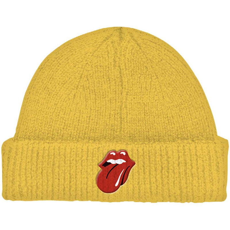 The Rolling Stones (72 Tongue) ) Unisex Yellow Beanie Hat - The Musicstore UK