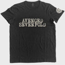 Avenged Sevenfold Unisex T-Shirt: Logo & Death Bat Applique (Black) (Embellished) (LOS)