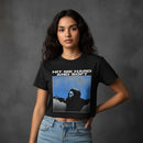 Billie Eilish Ladies Crop Top: HMHAS Tracklist (Black) (Back Print)