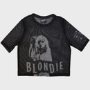 Blondie Ladies Mesh Crop Top: Mic Stand (Black)