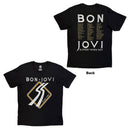 Bon Jovi Unisex T-Shirt: Tour '87 Road Sign (Black) (Back Print)
