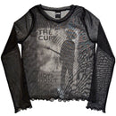 The Cure Ladies Long Sleeve Mesh Crop Top: Boys Don't Cry B&W (Black)