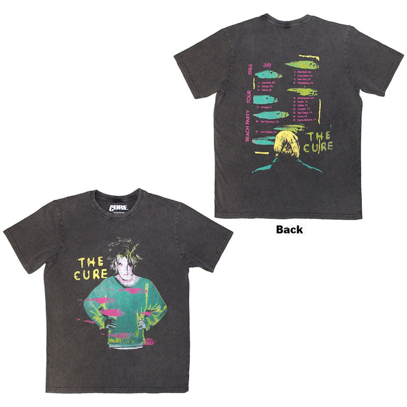 The Cure (Beach Party Tour '86) Stone Wash Unisex Charcoal T-Shirt