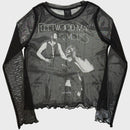 Fleetwood Mac Ladies Long Sleeve Mesh Crop Top: Rumours (Black)