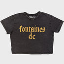 Fontaines D.C. Ladies Stone Wash Crop Top: Gothic Logo (Charcoal Grey)