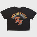 Foo Fighters Ladies Crop Top: Retro Rock Emblem (Black)