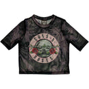 Guns N' Roses Ladies Mesh Crop Top: Pink Tint Bullet Logo (Black)