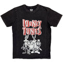 Looney Tunes Unisex Stone Wash T-Shirt: Characters Black & White (Black)