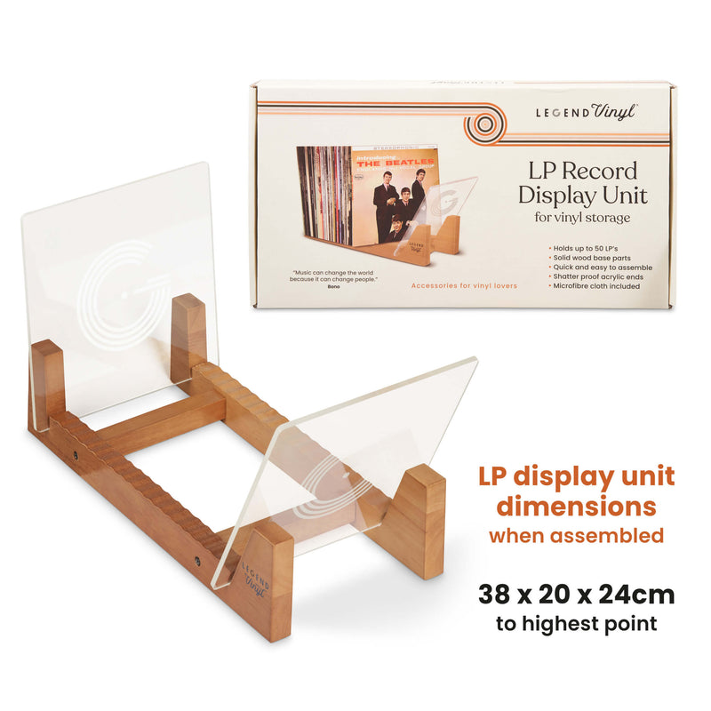 Legend Vinyl - Record Display Shelf Unit in Vintage Oak with Acrylic Ends