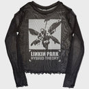 Linkin Park Ladies Long Sleeve Mesh Crop Top: Hybrid Theory (Black)
