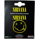 Nirvana Pin Badge: Logo & Happy Face Cut-Out