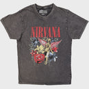 Nirvana Unisex Stone Wash T-Shirt: In Utero Vintage Collage (Charcoal Grey)
