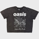 Oasis Ladies Stone Wash Crop Top: DM Line Drawing (Charcoal Grey)