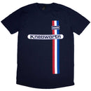 Oasis Unisex T-Shirt: Knebworth Vertical Stripe (Navy Blue)