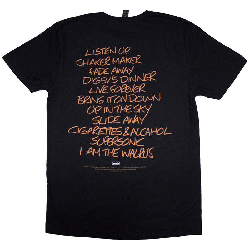 Oasis Unisex T-Shirt: Definitely Maybe AAA Setlist (Back Print)