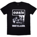 Oasis Unisex T-Shirt: Cigarettes & Alcohol Illustration Mono (Black)