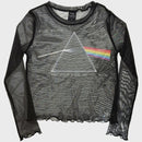 Pink Floyd Ladies Long Sleeve Mesh Crop Top: DSOTM Courier (Black)