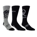 Queen Unisex Sock Gift Box: (3 in a Pack) Logos (Multicolour) (UK Size 6.5 - 11)