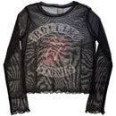 The Rolling Stones Ladies Long Sleeve Mesh Crop Top: Tour 78 (Black)