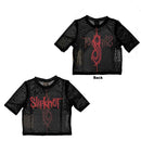 Slipknot Ladies Mesh Crop Top: Logo (Black) (Back Print)