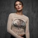 Sleep Token Ladies Long Sleeve Mesh Crop Top: Take Me Back To Eden (Natural)