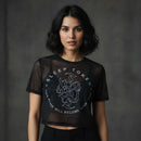 Sleep Token Ladies Crop Top: Tomb (Black) (Mesh)
