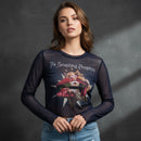 The Smashing Pumpkins Ladies Long Sleeve Mesh Crop Top: Mellon Collie (Navy)