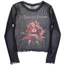 The Smashing Pumpkins Ladies Long Sleeve Mesh Crop Top: Mellon Collie (Navy)