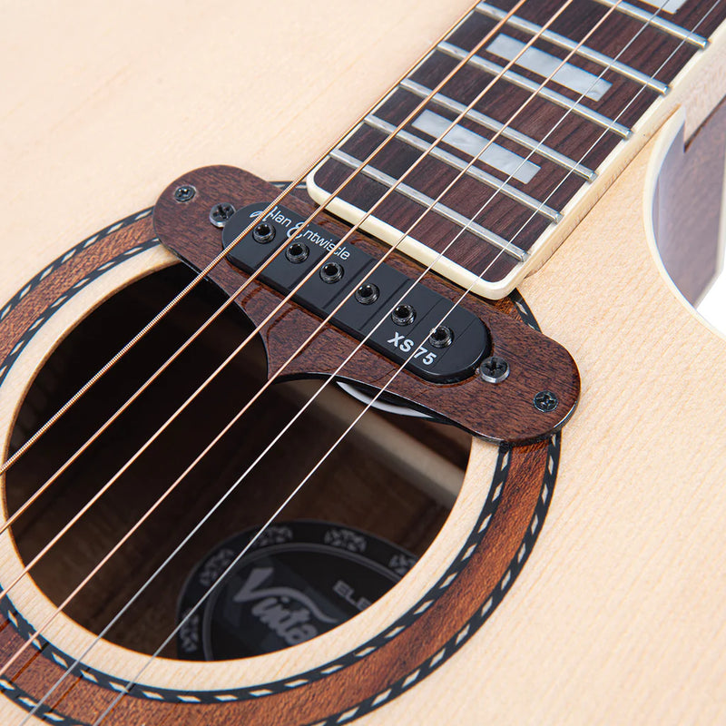 Vintage Revo Elektra Electro Acoustic Guitar. Natural Silk