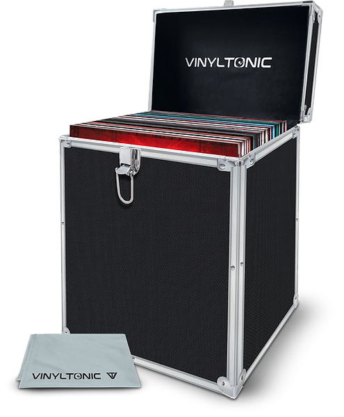 Vinyl Tonic VT02B 12" Black LP Storage Case With Microfibre Cloth
