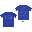 Billie Eilish Unisex T-Shirt: Billie 5 (Blue) (Back Print) - The Musicstore UK