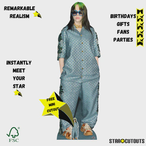 Billie Eilish (Shades Green Hair) Life Size Cardboard Cut Out (with Mini Cutout)