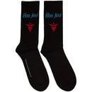 Bon Jovi Unisex Terry Socks: Dagger Heart Blue Logo (Black) (UK Size 7 - 11) - The Musicstore UK
