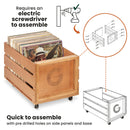 Legend Vinyl - Wooden Vinyl Record Storage Crate on Wheels for 100 LP's - The Musicstore UK