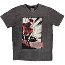 Marvel Comics Unisex Stone Wash T-Shirt: Spider-Man Crouch Cartoon (Charcoal Grey) - The Musicstore UK