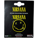 Nirvana Pin Badge: Logo & Happy Face Cut-Out - The Musicstore UK