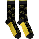 Nirvana Unisex Ankle Socks: Yellow Happy Face Pattern (Black) (UK Size 6 - 11) - The Musicstore UK