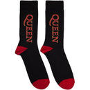 Queen Unisex Ankle Socks: Red Logo Vertical (Black) (UK Size 6 - 11) - The Musicstore UK