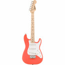 Squier FSR Mini Stratocaster, Maple Fingerboard, White Pickguard, Tahitian Coral - The Musicstore UK