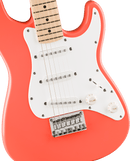 Squier FSR Mini Stratocaster, Maple Fingerboard, White Pickguard, Tahitian Coral - The Musicstore UK