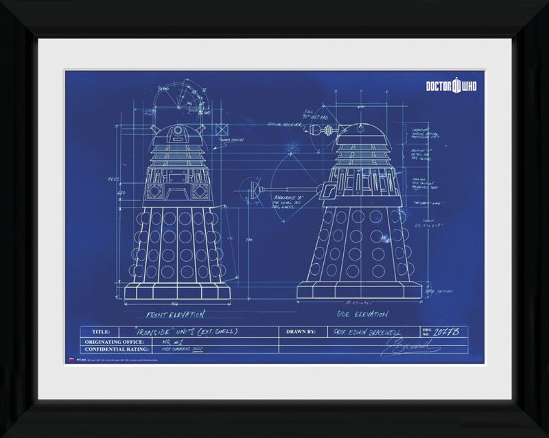 Doctor Who (Dalek Blueprint) A3 Framed Collector Print 30 x 40cm