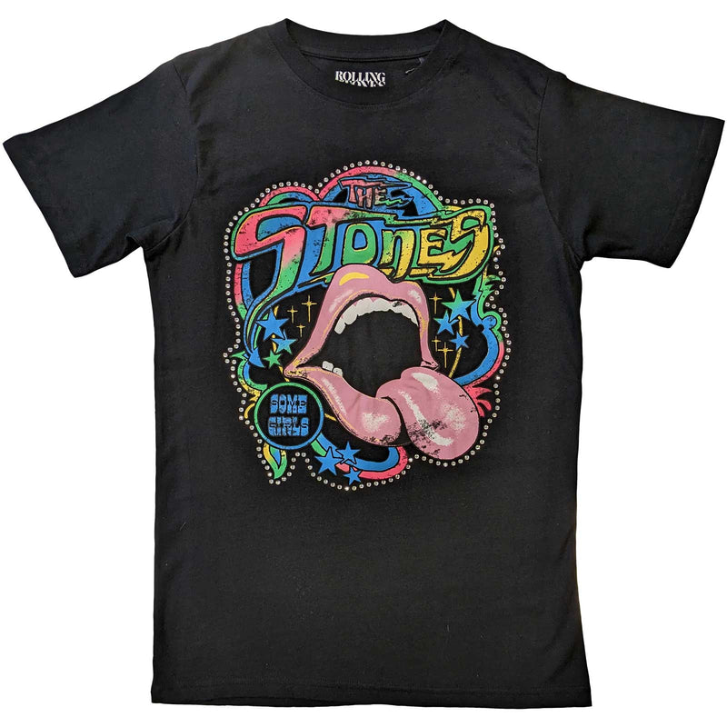 The Rolling Stones (Some Girls Neon Tongue Diamante Unisex T-Shirt