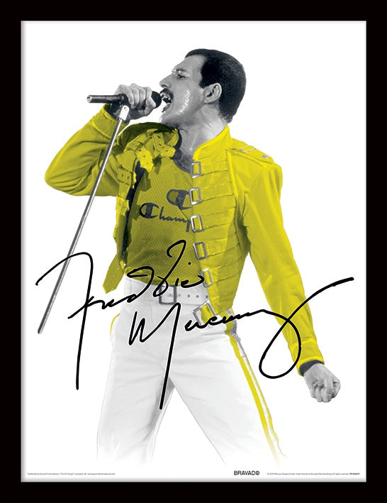 Freddie Mercury (Yellow Jacket) A3 Framed Collectors Print 30x40cm