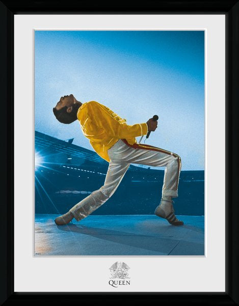 Queen (Freddie Wembley) A3 Framed Collectors Print 30x40cm