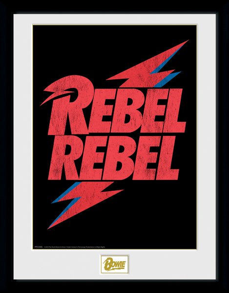 David Bowie (Rebel Rebel Logo) Framed Collectors Print 30x40 cm