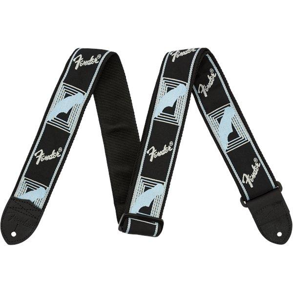 Fender 2" Monogrammed Strap, Black/Light Grey/Blue - The Musicstore UK