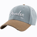 Fender (Spaghetti Logo Grey & Brown) Washed Snapback Cap - The Musicstore UK