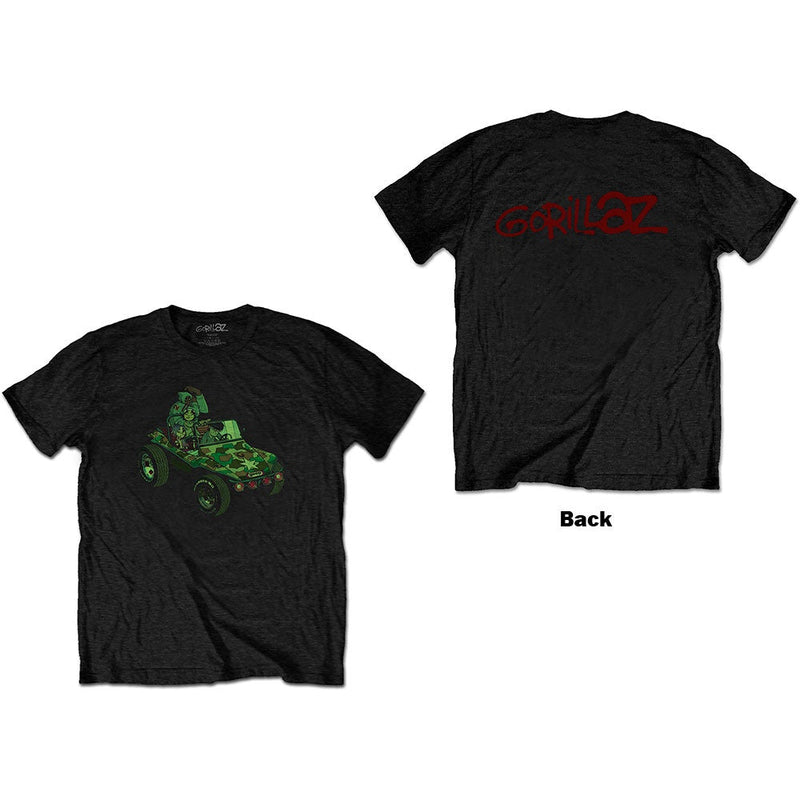 Gorillaz (Group Green Jeep) Black Unisex T-Shirt - The Musicstore UK